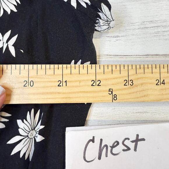 J. Jill XL black white floral babydoll midi dress whimsygoth cottage coquette - Picture 7 of 12